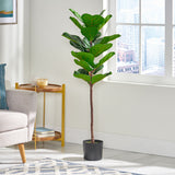 Socorro 4' x 1.5' Artificial Fiddle-Leaf Fig Tree, Green Noble House