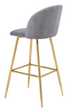 Zuo Modern Cozy 100% Polyester, Plywood, Steel Modern Commercial Grade Barstool Gray, Gold 100% Polyester, Plywood, Steel