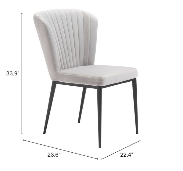 Zuo Modern Tolivere 100% Polyester, Plywood, Steel Modern Commercial Grade Dining Chair Set - Set of 2 Gray, Black 100% Polyester, Plywood, Steel