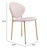 Zuo Modern Clyde 100% Polyester, Plywood, Steel Modern Commercial Grade Dining Chair Set - Set of 2 Pink, Gold 100% Polyester, Plywood, Steel