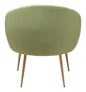 Zuo Modern Max 100% Polyester, Plywood, Steel Modern Commercial Grade Accent Chair Green, Gold 100% Polyester, Plywood, Steel