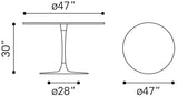 Zuo Modern Phoenix Marble, MDF, Iron, Aluminum Modern Commercial Grade Dining Table White Marble, MDF, Iron, Aluminum