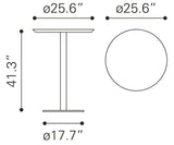 Zuo Modern Bergen MDF, Stainless Steel Modern Commercial Grade Bar Table Walnut, Chrome MDF, Stainless Steel