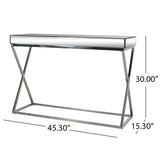 Murley Modern Glam Console Table with Mirror Tabletop, Silver Noble House