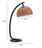 Zuo Modern Brentwood Steel, Marble Mid Century Commercial Grade Table Lamp Brown, Black Steel, Marble