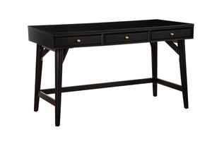 Alpine Furniture Flynn Large Desk, Black 966BLK-66 Black Mahogany Solids & Okoume Veneer 52 x 24 x 30.5