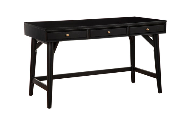 Alpine Furniture Flynn Large Desk, Black 966BLK-66 Black Mahogany Solids & Okoume Veneer 52 x 24 x 30.5