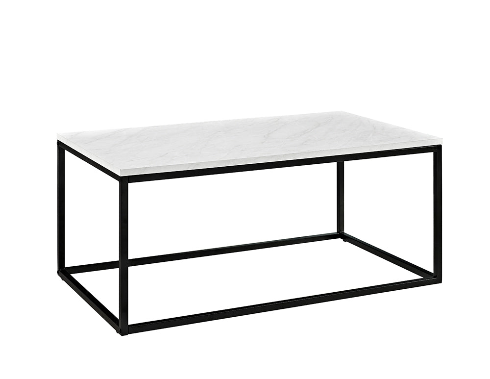 Walker Edison Mixed Material Coffee Table - Marble in High-Grade MDF, Powder Coated Metal, Durable Laminate C42LWSQMB 842158107633