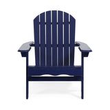Hanlee Outdoor Rustic Acacia Wood Folding Adirondack Chair, Navy Blue