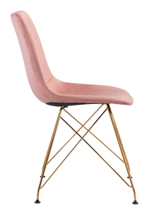 Zuo Modern Parker 100% Polyester, Plywood, Steel Modern Commercial Grade Dining Chair Set - Set of 4 Pink, Gold 100% Polyester, Plywood, Steel