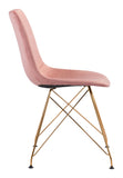 Zuo Modern Parker 100% Polyester, Plywood, Steel Modern Commercial Grade Dining Chair Set - Set of 4 Pink, Gold 100% Polyester, Plywood, Steel