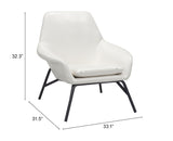 Zuo Modern Javier 100% Polyurethane, Plywood, Steel Modern Commercial Grade Accent Chair White, Black 100% Polyurethane, Plywood, Steel