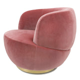 Sagebrook Home Contemporary Velveteen Swivel Chair With Gold Base, Pink 16494-01 Pink Stainless Steel