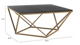 English Elm EE2711 Marble, MDF, Iron Modern Commercial Grade Coffee Table Black, Antique Brass Marble, MDF, Iron