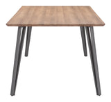 Zuo Modern Perpignan MDF, Steel Modern Commercial Grade Dining Table Brown, Gray MDF, Steel