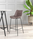 Zuo Modern Byron 100% Polyurethane, Plywood, Steel Modern Commercial Grade Barstool Brown, Black 100% Polyurethane, Plywood, Steel