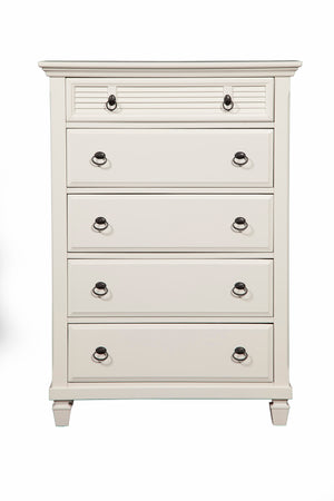 Alpine Furniture Winchester 5 Drawer Chest, White 1306-W-CH White Pine Solids 36 x 18 x 54