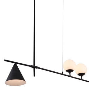 Zuo Modern Richiza Steel, Glass Modern Commercial Grade Ceiling Lamp Black Steel, Glass