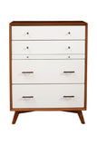 Alpine Furniture Flynn Mid Century Modern 4 Drawer Two Tone Multifunction Chest w/Pull Out Tray, Acorn/White 999-05 Acorn & White Mahogany Solids & Okoume Veneer 38 x 18 x 43