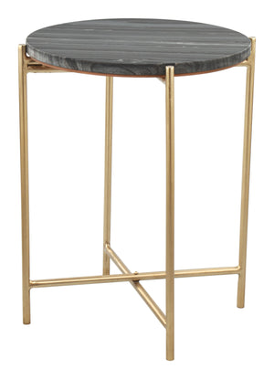 Zuo Modern David Marble, MDF, Iron Modern Commercial Grade Side Table Gray, Gold Marble, MDF, Iron