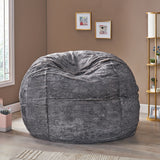 Noble House Greyrock Modern Glam 5 Foot Faux Fur Winter Bean Bag, Brown and Beige