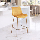 English Elm EE2713 100% Polyester, Plywood, Steel Modern Commercial Grade Counter Chair Yellow, Gold 100% Polyester, Plywood, Steel