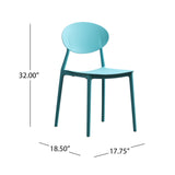 Noble House Westlake Outdoor Plastic Chairs (Set of 2), Teal