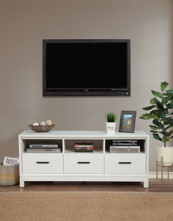 Nova TV Console in Elegant Chalk White - Fully Assembled Mahogany with Dovetail Drawers & More!