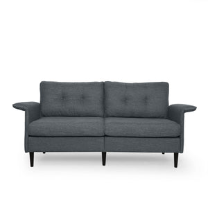 Resaca Contemporary 3 Seater Sofa, Charcoal and Dark Brown Noble House