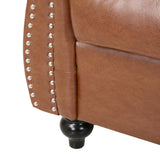 Silverdale Traditional Chesterfield Loveseat and Club Chair Set, Cognac Brown and Dark Brown Noble House