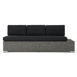 Puerta Outdoor 3 Seater Wicker Right Sofa, Mixed Black with Dark Grey Cushions