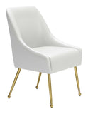 English Elm EE2885 100% Polyurethane, Plywood, Steel Modern Commercial Grade Dining Chair White, Gold 100% Polyurethane, Plywood, Steel