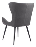 English Elm EE2841 100% Polyurethane, Plywood, Steel Modern Commercial Grade Dining Chair Set - Set of 2 Vintage Black, Black 100% Polyurethane, Plywood, Steel