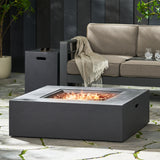 Aidan Dark Grey Square 50K BTU Outdoor Gas Fire Pit Table with Tank Holder