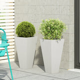 Noble House Ella Outdoor Modern Small Cast Stone Planters (Set of 2), White