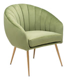 Zuo Modern Max 100% Polyester, Plywood, Steel Modern Commercial Grade Accent Chair Green, Gold 100% Polyester, Plywood, Steel