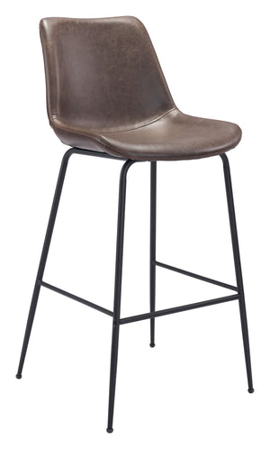 Zuo Modern Byron 100% Polyurethane, Plywood, Steel Modern Commercial Grade Barstool Brown, Black 100% Polyurethane, Plywood, Steel