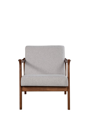 Alpine Furniture Zephyr Lounge Chair, Light Grey RT641A Medium Brown Frame, Light Grey Cushions Solid Rubberwood Frame 27.5 x 34 x 29