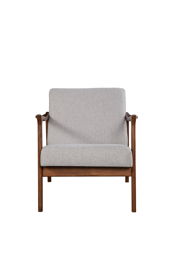 Alpine Furniture Zephyr Lounge Chair, Light Grey RT641A Medium Brown Frame, Light Grey Cushions Solid Rubberwood Frame 27.5 x 34 x 29