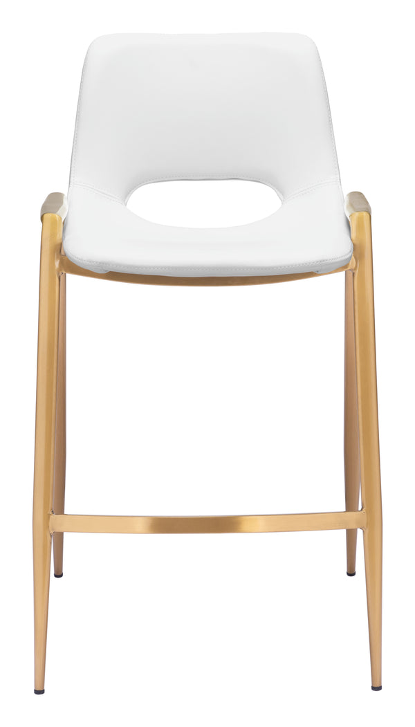 Zuo Modern Desi 100% Polyurethane, Plywood, Steel Modern Commercial Grade Counter Stool Set - Set of 2 White, Gold 100% Polyurethane, Plywood, Steel