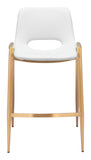 Zuo Modern Desi 100% Polyurethane, Plywood, Steel Modern Commercial Grade Counter Stool Set - Set of 2 White, Gold 100% Polyurethane, Plywood, Steel