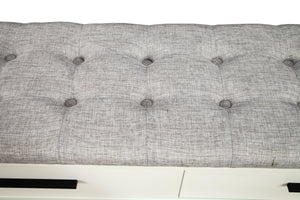 Nova Bench in Elegant Chalk White - Fully Assembled Mahogany with Tufted Cushion & Dovetail Drawers
