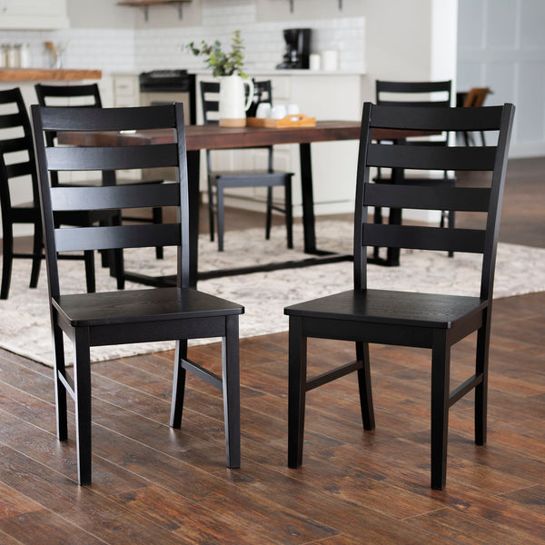 Walker Edison 6-Piece Farmhouse Dining Set - Mahogany/Black in Solid Pine Wood, High-Grade MDF, Wood Veneer C72DSLBMA-6 842158166258