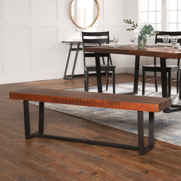 Walker Edison 6-Piece Farmhouse Dining Set - Mahogany/Black in Solid Pine Wood, High-Grade MDF, Wood Veneer C72DSLBMA-6 842158166258