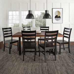 Walker Edison 7-Piece Farmhouse Dining Set - Mahogany/Black in Solid Pine Wood, High-Grade MDF, Wood Veneer C72DSLBMA-7 842158166241