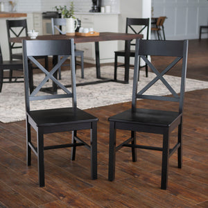 Walker Edison 6-Piece Farmhouse Dining Set - Mahogany/Black in Solid Pine Wood, High-Grade MDF, Wood Veneer C72DSTRMBL-6 842158184955