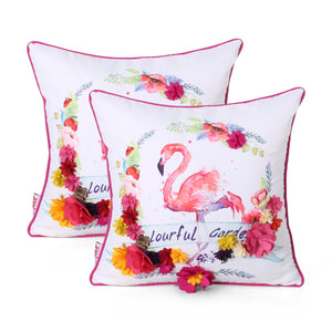 Noble House Norvelt Modern Throw Pillow (Set of 2), Flamingo on Multicolor Floral