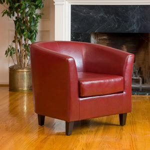 Preston Oxblood Red Bonded Leather Tub Club Chair Noble House