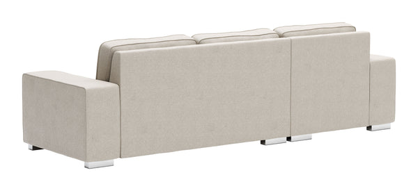 Zuo Modern Brickell 100% Polyester, Plywood, Steel Modern Commercial Grade Sectional Beige, Chrome 100% Polyester, Plywood, Steel