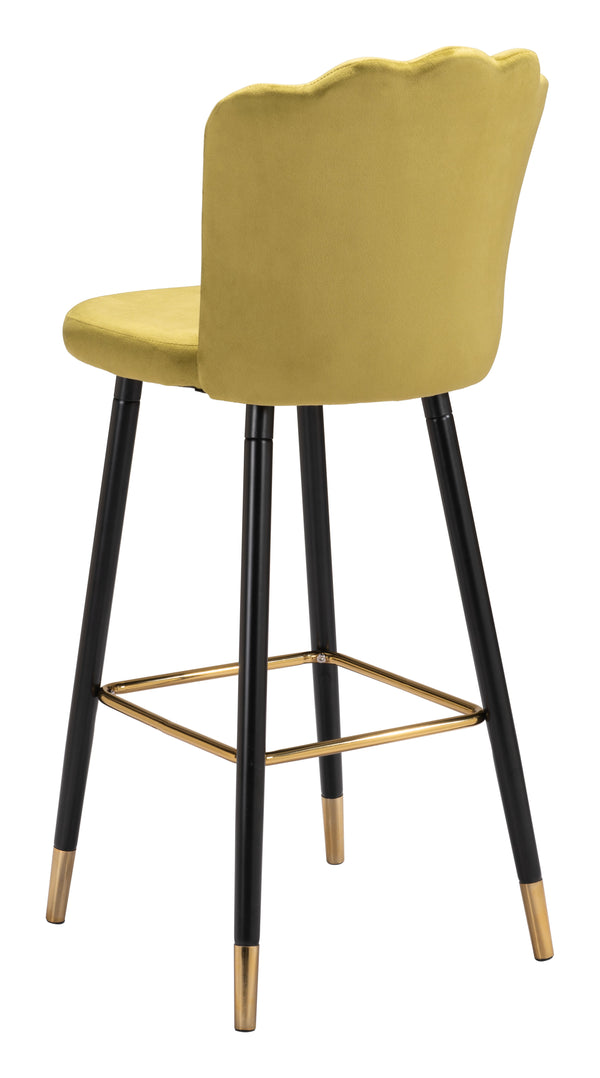 Zuo Modern Zinclair 100% Polyester, Plywood, Steel Modern Commercial Grade Barstool Yellow, Black, Gold 100% Polyester, Plywood, Steel